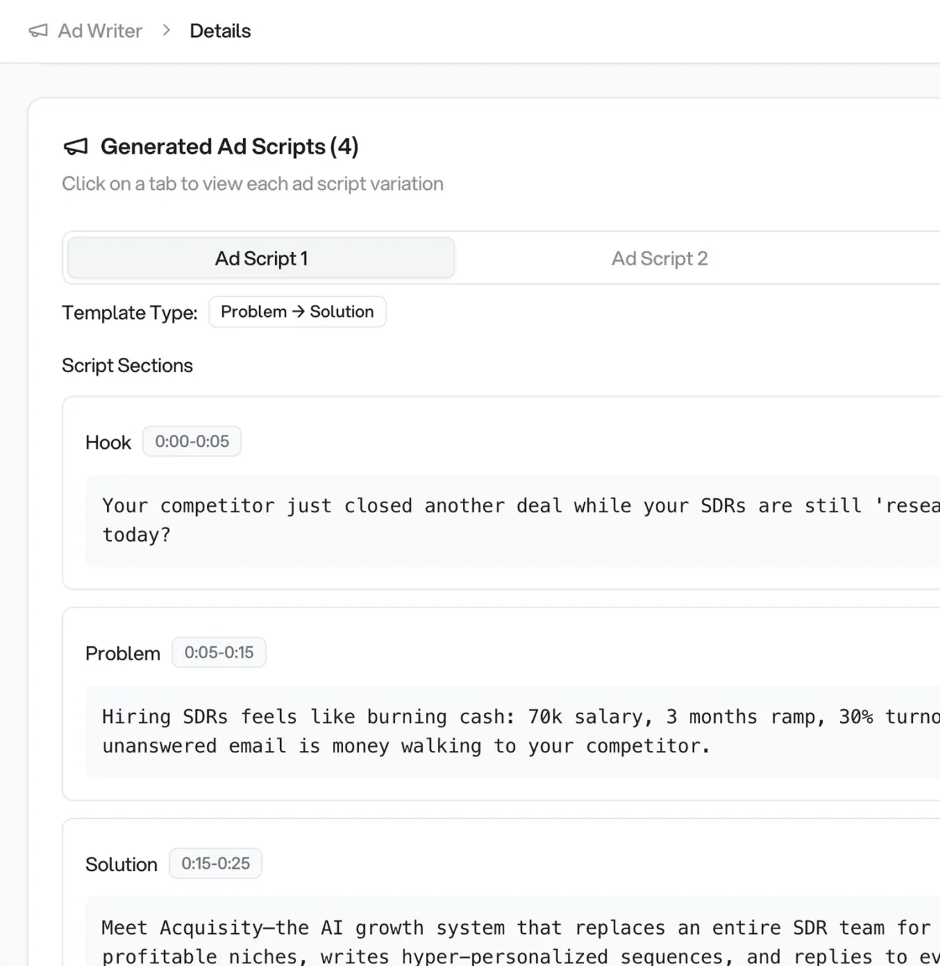 AI Ads Maker showing generated image ad creatives and campaign performance data